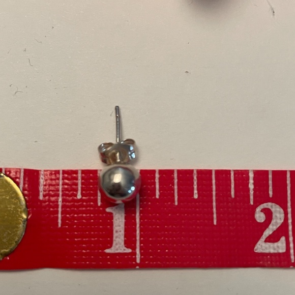 Classic Sterling Silver Ball Stud Earrings - Picture 4 of 4